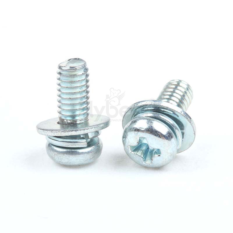 碳鋼十字槽小盤頭平彈墊組合螺釘GB9074.8