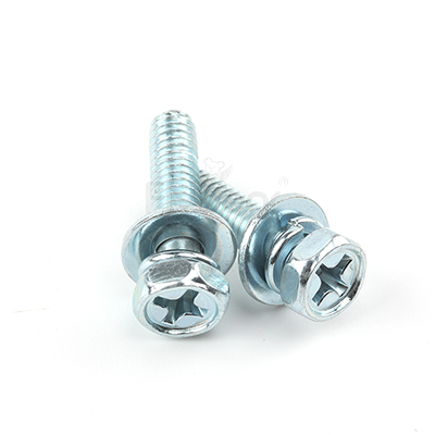 碳鋼十字槽凹穴六角頭平彈墊組合螺釘GB9074.13