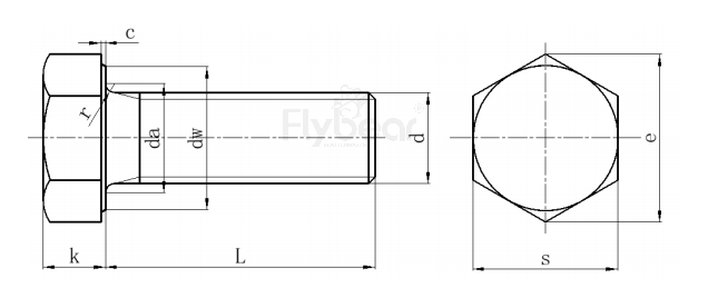 外六角全牙螺栓DIN933圖紙