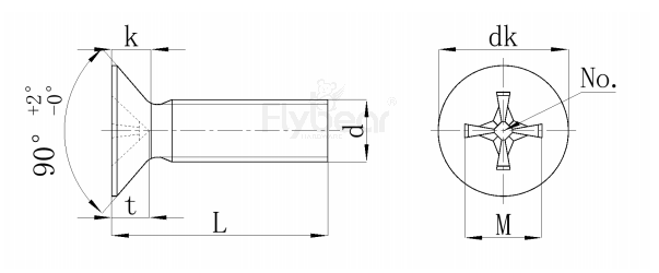 十字槽沉頭螺釘DIN965圖紙