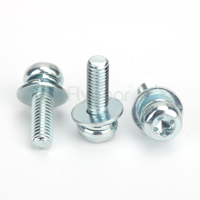 碳鋼4.8級(jí)藍(lán)白鋅內(nèi)六角花形盤(pán)頭帶平彈墊組合螺釘GB2672三組合